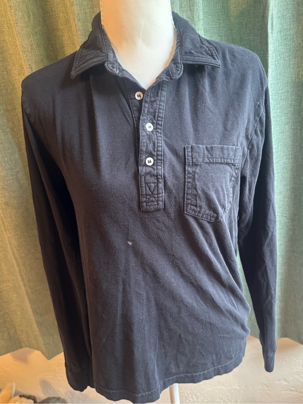 American Apparel Black Long-Sleeve Polo Shirt